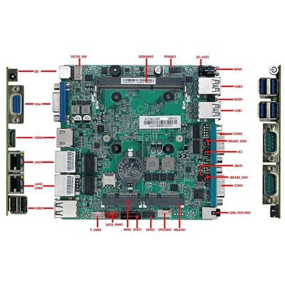 VGA, HDMI dvigubas ekranas „Nano ITX“ pagrindinės plokštės gigabit tinklo prievado „Nano ITX“ pagrindinė plokštė